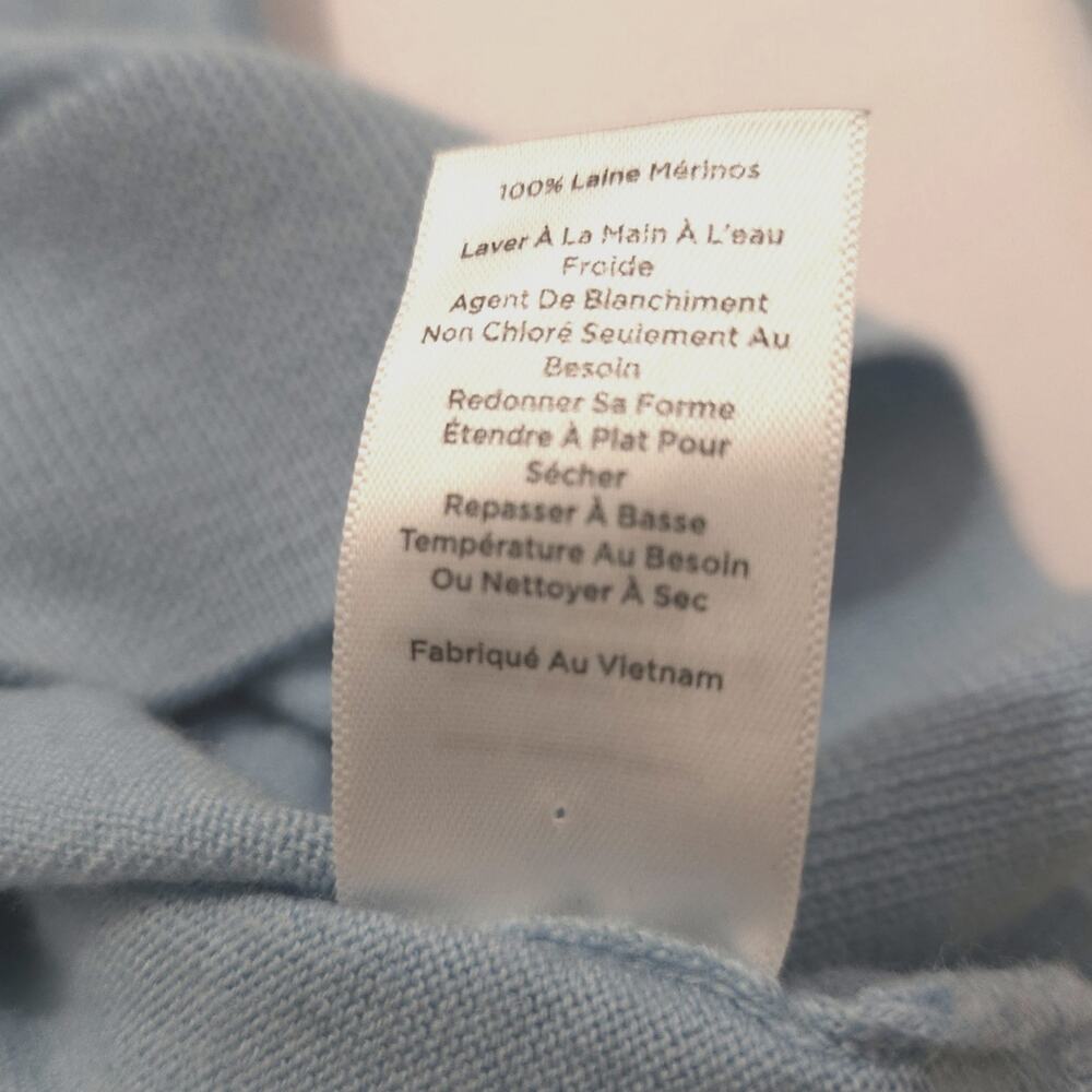 Talbots Light Blue Merino Wool Sweater w/ Pearl Button Cuffs Size M - Picture 6 of 7